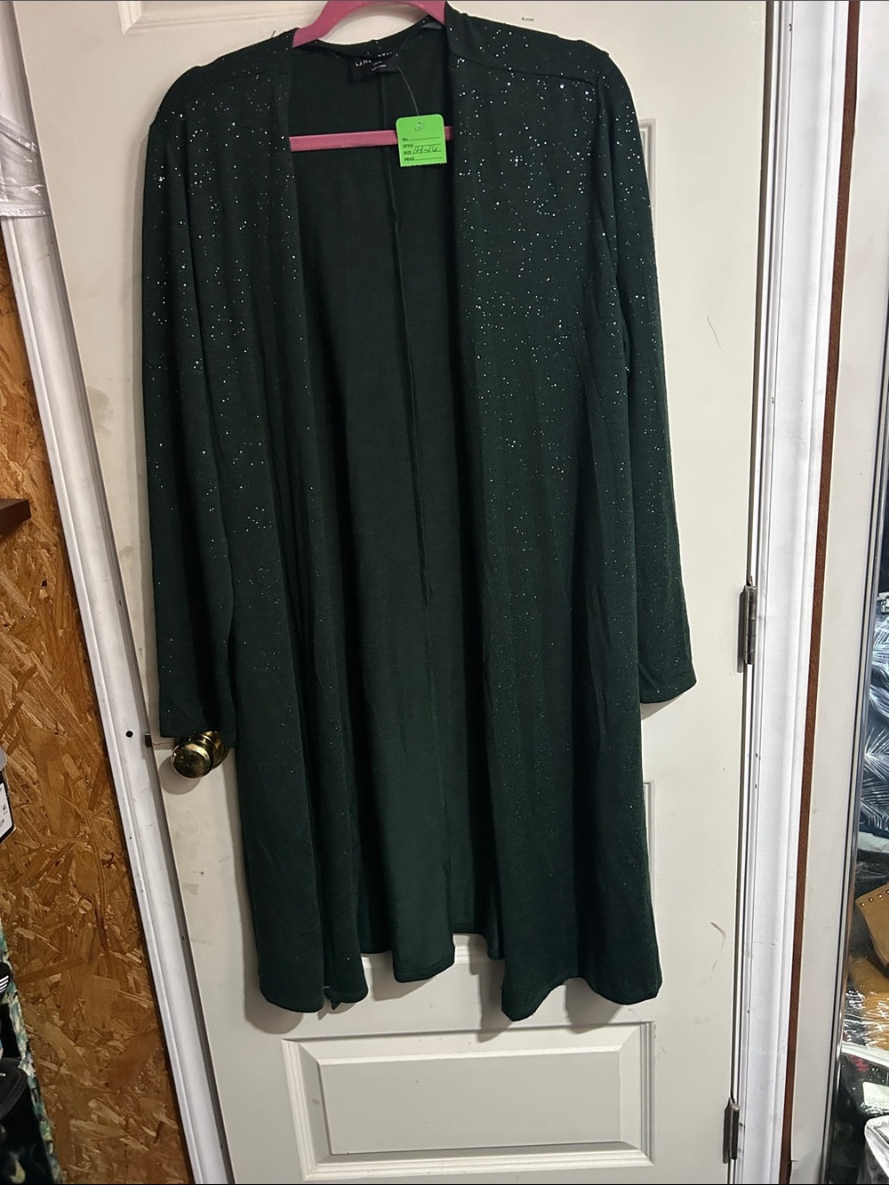 Gorgeous Lane Bryant Dark Green Open-Front Sparkle Cardigan